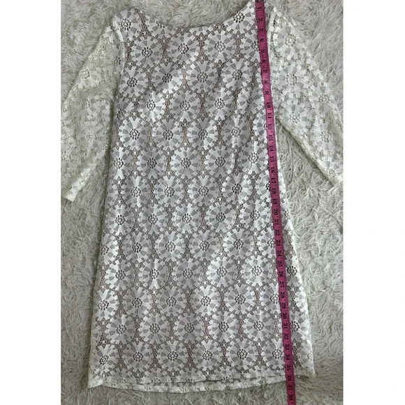 Vince Camuto Womens Size 12 White Lace Nude Lined Sheath Dress #0416 - Picture 8 of 12